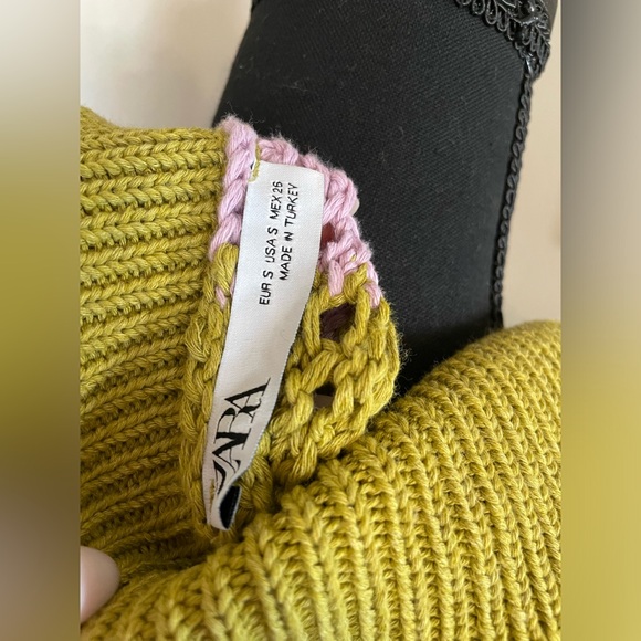 ZARA oversized knit polo sweater shirt color block crotchet rare sold out - Picture 8 of 14